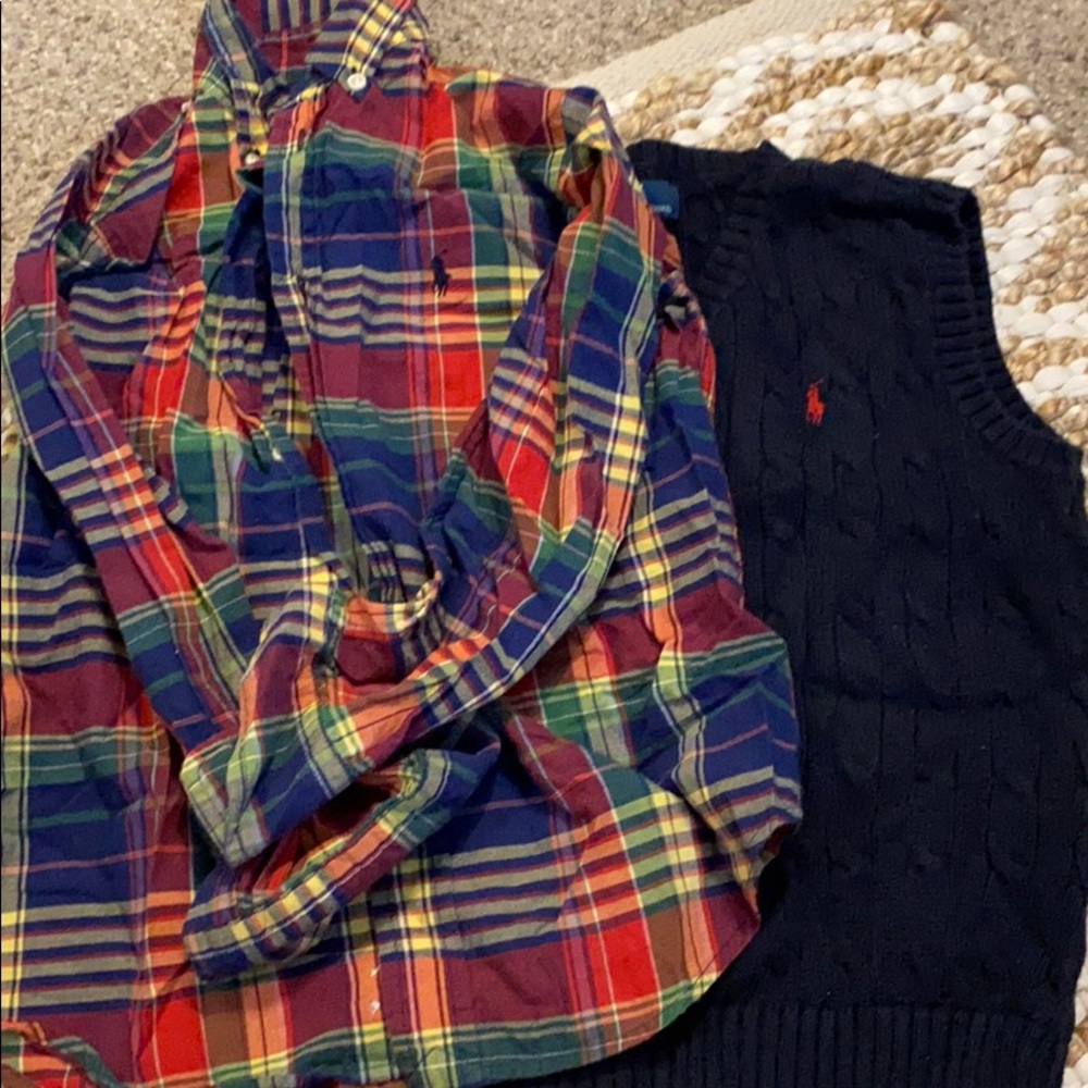 Boys size 6/7 top and vest bundle